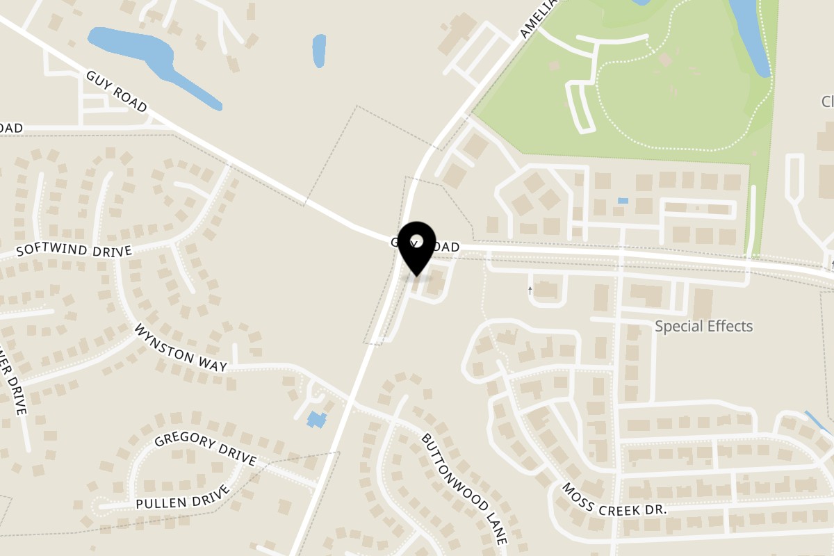 Map showing the location of Anisa Bellissima Pizza on 1225 Amelia Church Rd in Clayton
